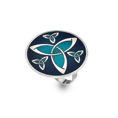 Celtic Trinity Knot Enamel Scarf Ring – Blue – Gift Boxed