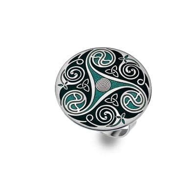 Celtic Triskele Enamel Scarf Ring – Green by Sea Gems