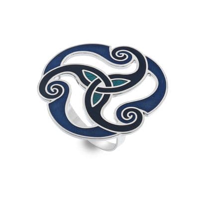 Celtic Triskele & Trinity Knot Enamel Scarf Ring Blue – by Sea Gems