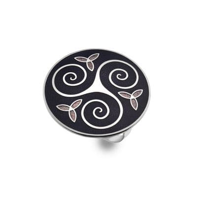 Celtic Triskele & Trinity Knot Enamel Scarf Ring – Purple – by Sea Gems