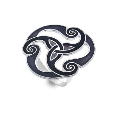 Celtic Triskele Trinity Knot Scarf Ring – Purple Enamel – by Sea Gems