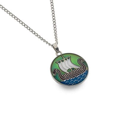 Celtic Viking Boat Mood Colour Changing Necklace