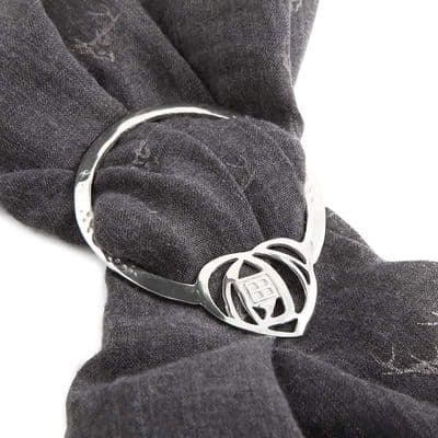 Charles Rennie Mackintosh Lattice Heart Pewter Scarf & Sash Ring – Handcrafted in Scotland