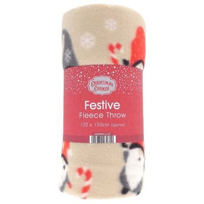 Christmas Corner Christmas Skandi Gonk Festive Fleece Blanket Throw 120 x 150cm