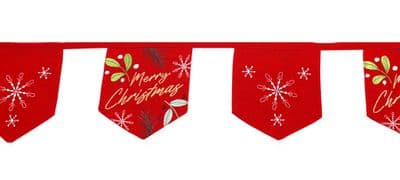 Christmas Greetings Embroidered Bunting - 16cm x 210cm