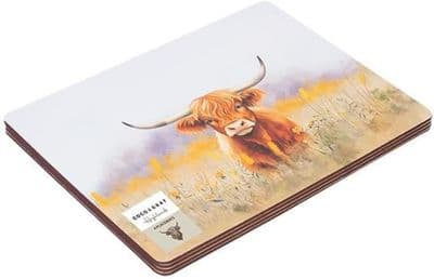 Coco & Gray 4 Pack Placemat Set – Highland Cow Design