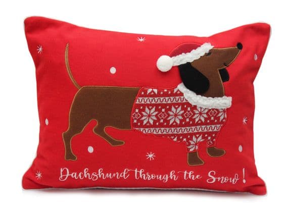 DACHSHUND THROUGH THE SNOW  Complete Cushion 13