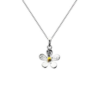 Daisy Brass & 925 Sterling Silver Pendant Necklace - Medium