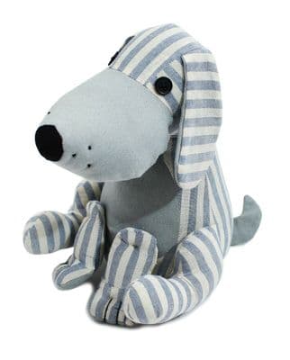 Dandy Blue Striped Sitting Dog Door Stop