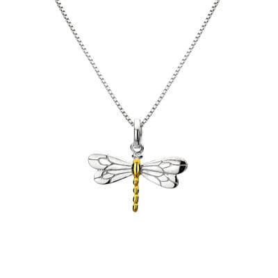 Dragonfly Gold Plated 925 Sterling Silver Necklace Pendant