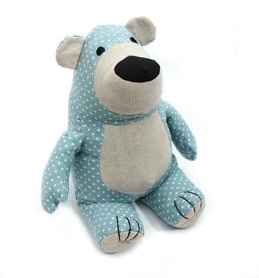 Edward Blue Spotted Sitting Bear Door Stop