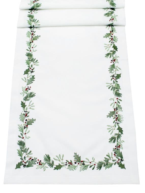 Elvaston Embroidered Christmas Table Runner 16