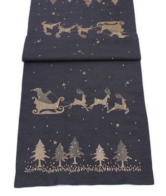 Eventide Christmas Santa / Woodland Table Runner Pewter/Copper 14