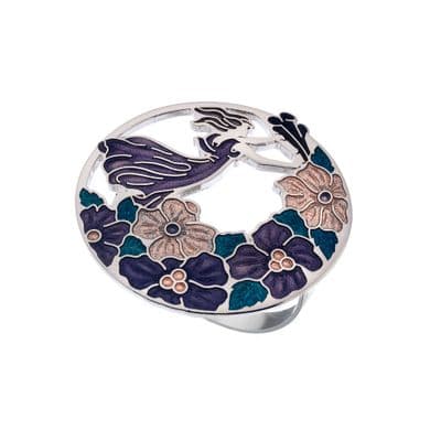 Fairy & Flowers Enamel Scarf Ring – Purple by Sea Gems