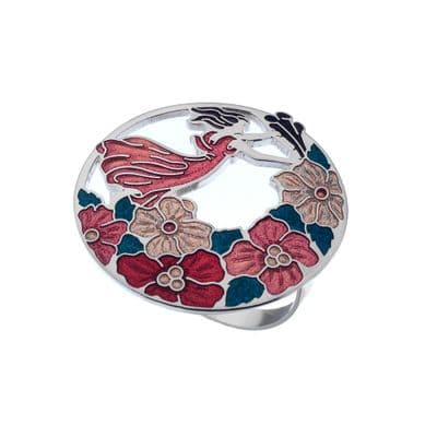 Fairy & Flowers Enamel Scarf Ring – Red by Sea Gems