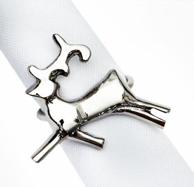 Fallow Deer Christmas Napkin Ring - Silver