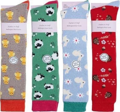 Farmyard Knee High Wellington Boot Socks