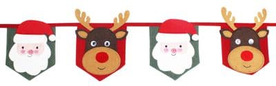 Festive Flags Santa & Reindeer Applique Bunting - 210cm