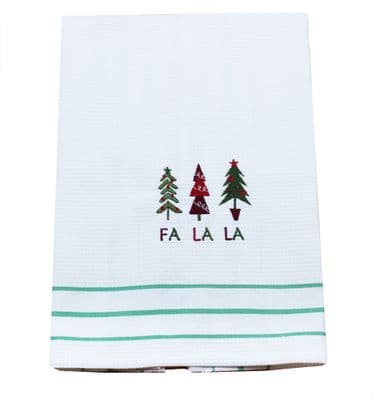Festive Singing Spruce Embroidered Christmas Tea Towel - 50cm x 68cm