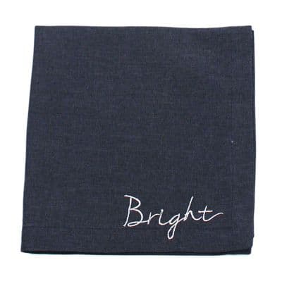 Festive Words Embroidered Napkin - Bright - Pewter/Silver