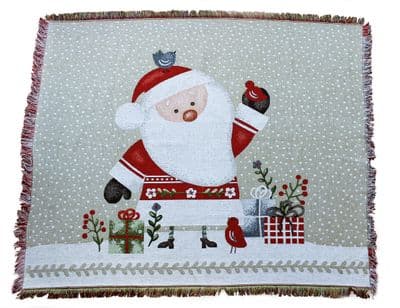 Folk Santa Tapestry Style Christmas Throw 50x 60
