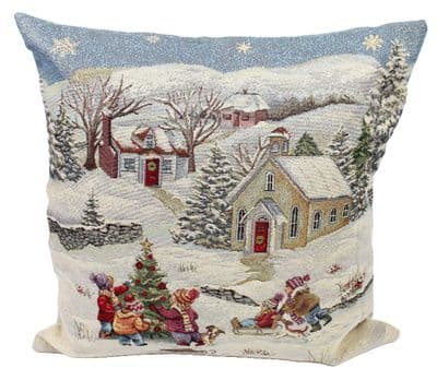 Frost Fun Christmas Tapestry Style Complete Cushion - 45cm x 45cm