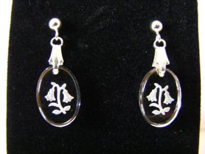 Frosted Bluebell Oval Crystal Earrings