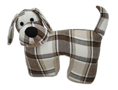 Fudge Brown Tartan Plaid Standing Dog Door Stop