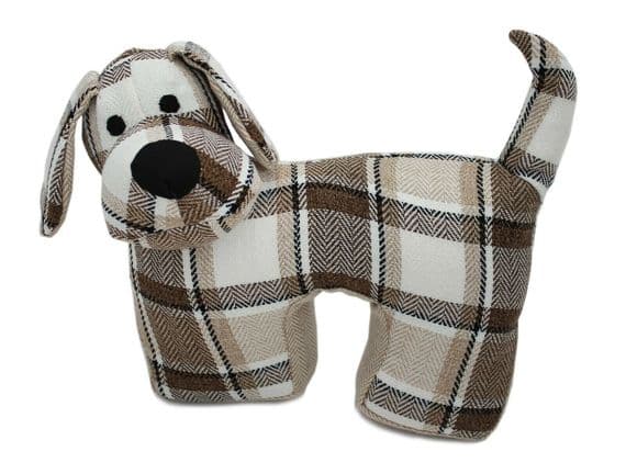 Fudge Brown Tartan Plaid Standing Dog Door Stop