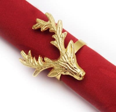 Galloway Reindeer Christmas Napkin Ring - Gold