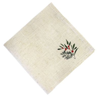 Guinevere Beige Christmas Embroidered Napkin - 45cm x 45cm