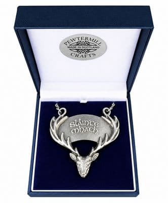 Handmade Pewter Slainte Mhath Stag Decanter Label Gift Boxed Scotland