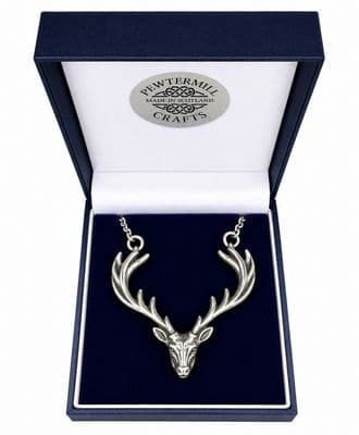 Handmade Pewter Stag Decanter Label Gift Boxed Scotland Pewtermill Crafts