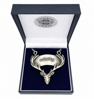Handmade Pewter Whisky Stag Decanter Label Gift Boxed Scotland Pewtermill Crafts