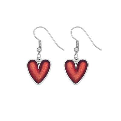 Heart Shaped Enamel Drop Earrings