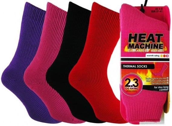 Heat Machine - Ladies Womens 2.3 tog Winter Insulated Thermal Socks Warm 4 to 8