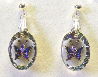 Heliotrope Butterfly Oval Earrings