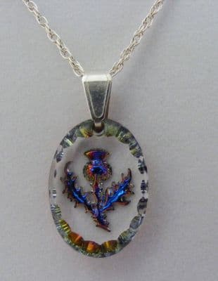 Heliotrope Thistle Oval Earrings & Small Pendant Set