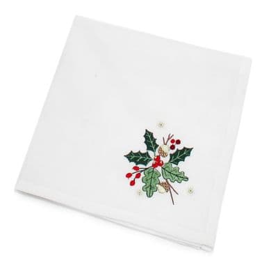 HOLLY OAK Embroidered Napkin 18 