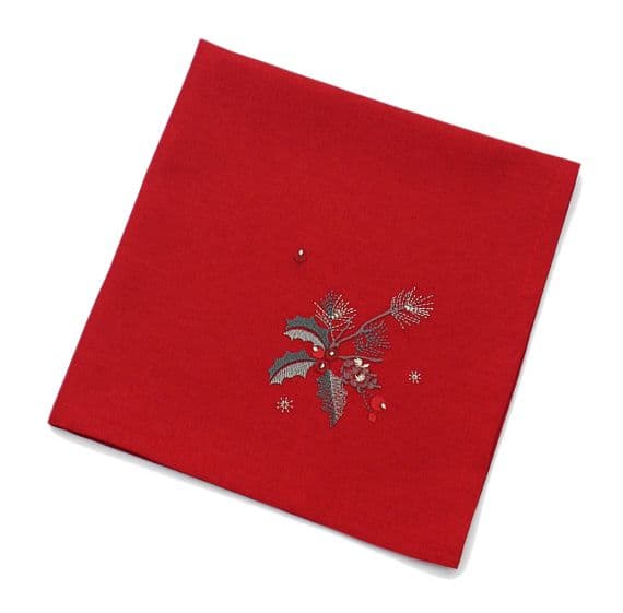 HOLLY TRAIL Embroidered Napkin 18 