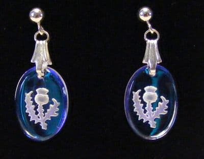 Ice Blue Thistle Oval Crystal Earrings