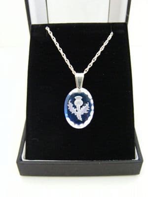 Ice Blue Thistle Oval Earrings & Small Pendant Set