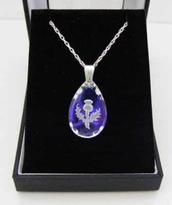 Ice Blue Thistle Teardrop Earrings & Small Pendant Set
