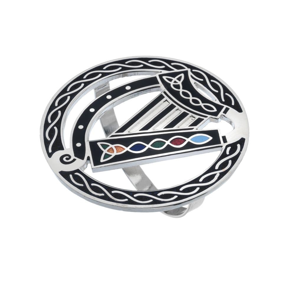 Irish Harp Copper Scarf Ring – Hand Enamelled – Black