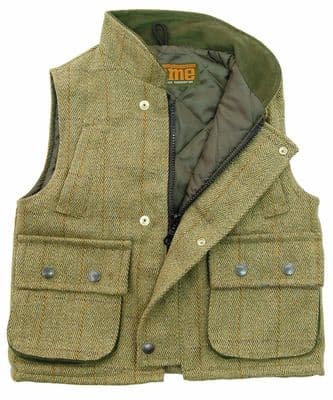 Kids Tweed Bodywarmer Gilet – Quilted Waistcoat by Derby Tweed