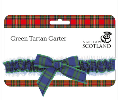 Ladies Elasticated Garter Scottish Green Tartan Party Night Out Wedding