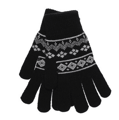 Ladies Fairisle Magic Winter Gloves – Warm Knit Gloves - Black, Blue or Pink