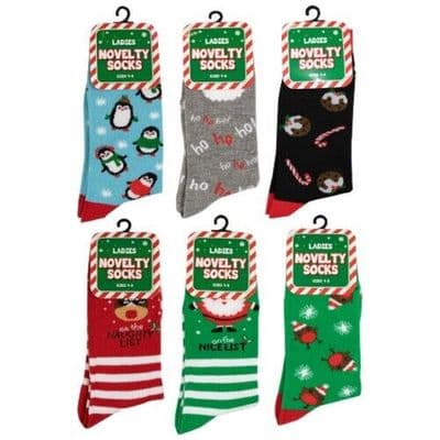 Ladies Novelty Christmas Design Socks - 6 Designs - Size 4 - 8 UK