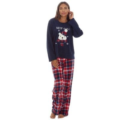 Ladies Pyjamas Cosy Warm Winter Pyjama Set Teddy Bear Long Sleeve Womens Pjs UK