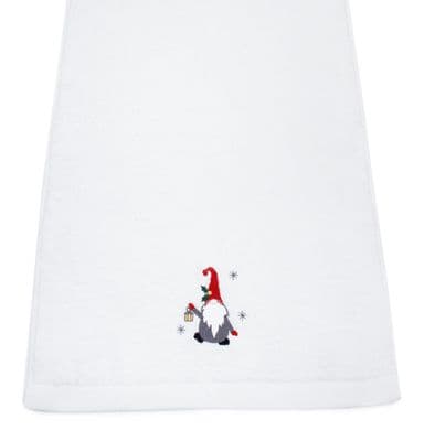 Lantern Light Embroidered Christmas Scandi Gnome Guest Towel - 30cm x 50cm